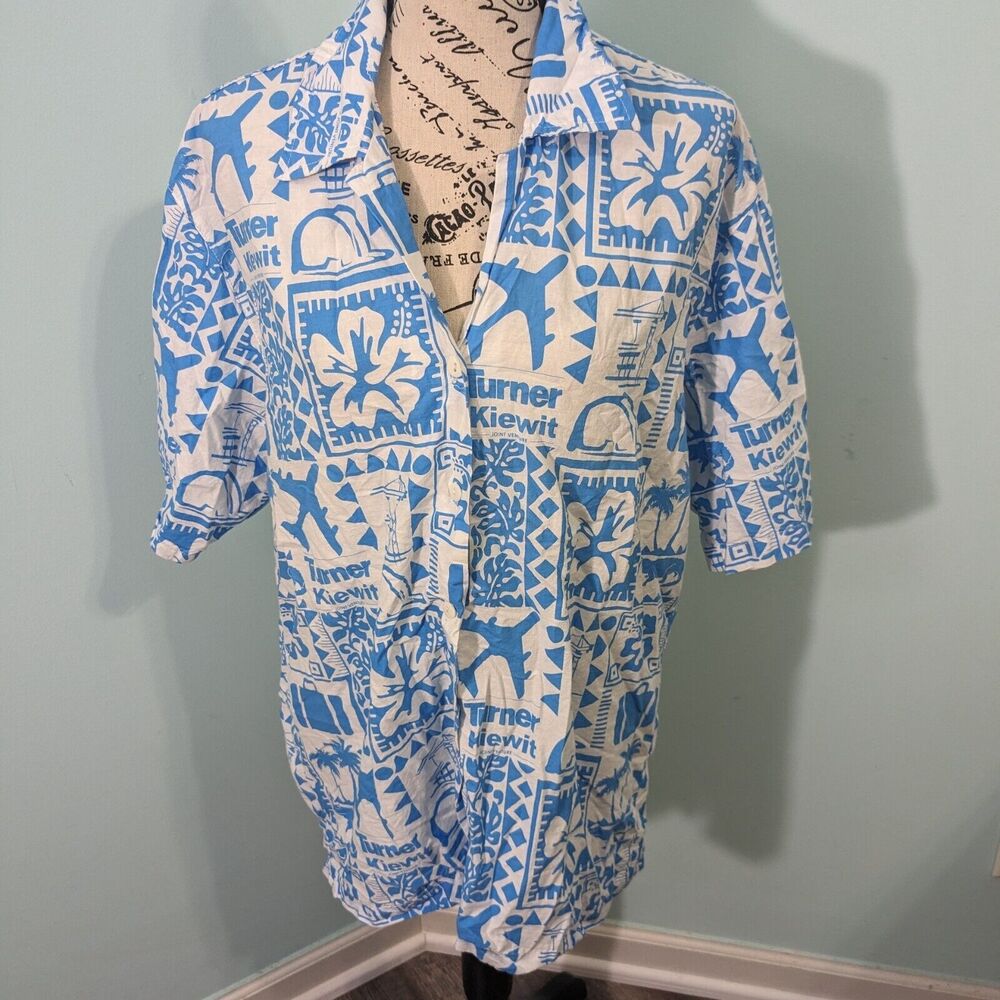 Rum Reggae Men's Blue Button Down Shirt extra Large Turner Kiewit joint venture